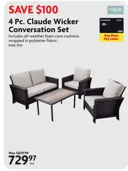 Home Hardware 4 Pc. Claude Wicker Conversation Set offer