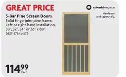 Home Hardware 5-Bar Pine Screen Doors offer