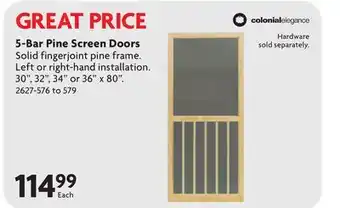 Home Hardware 5-Bar Pine Screen Doors offer