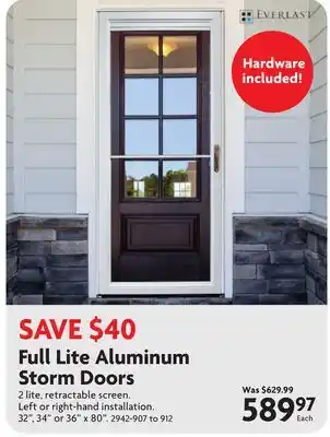 Home Hardware Full Lite Aluminum Storm Doors offer