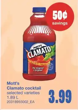 Wholesale Club MOTT'S CLAMATO COCKTAIL,1.89 L offer