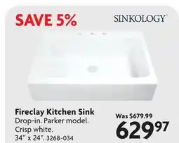 Home Hardware Fireclay kitchen Sink offer