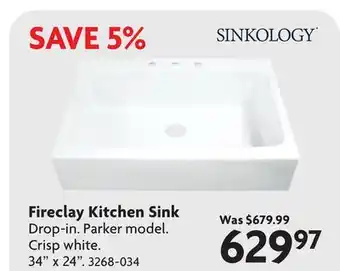 Home Hardware Fireclay kitchen Sink offer