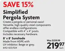 Home Hardware Simplified Pergola System offer