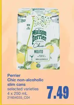 Wholesale Club PERRIER CHIC NON-ALCOHOLIC SLIM CANS, 4 x 250 mL offer