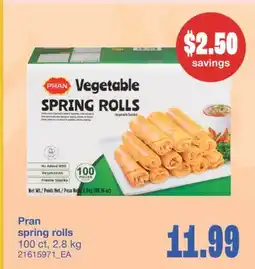 Wholesale Club PRAN SPRING ROLLS, 100 ct, 2.8 kg offer