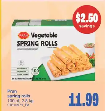 Wholesale Club PRAN SPRING ROLLS, 100 ct, 2.8 kg offer
