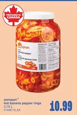 Wholesale Club SUNSPUN HOT BANANA PEPPER RINGS, 3.78 L offer