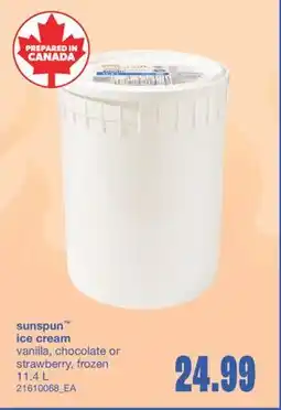 Wholesale Club SUNSPUN ICE CREAM, 11.4 L offer