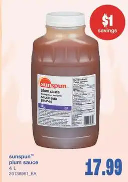 Wholesale Club SUNSPUN PLUM SAUCE 4 L offer