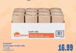 Wholesale Club KRAFT PAPER TOWEL ROLLS, 12 ROLLS offer