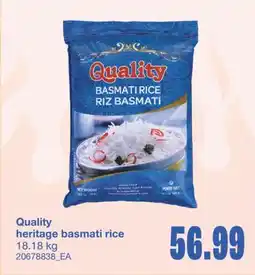 Wholesale Club HERITAGE BASMATI RICE, 18.18 KG offer