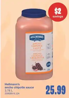 Wholesale Club HELLMANN'S ANCHO CHIPOTLE SAUCE 3.78 L offer