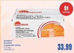 Wholesale Club SUNSPUN BREADED MOZZARELLA STICKS, 2.27 kg offer