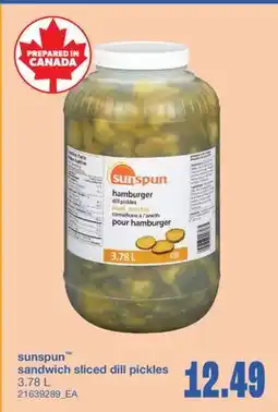 Wholesale Club SUNSPUN SANDWICH SLICED DILL PICKLES, 3.78 L offer
