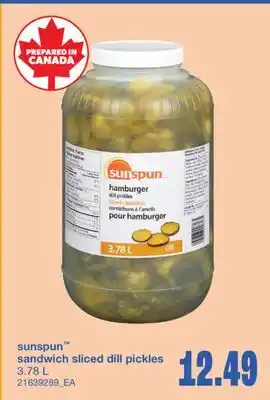 Wholesale Club SUNSPUN SANDWICH SLICED DILL PICKLES, 3.78 L offer