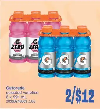 Wholesale Club GATORADE, 6 X 591 ML offer