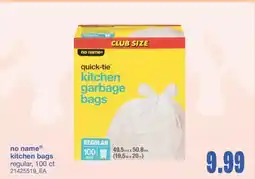 Wholesale Club NO NAME KITCHEN BAGS REGULAR, 100 CT offer