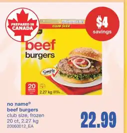 Wholesale Club BEEF BURGERS, 20 CT, 2.27 KG offer
