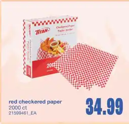 Wholesale Club RED CHECKERED PAPER, 2000 ct offer