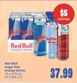 Wholesale Club RED BULL SUGAR FREE ENERGY DRINKS, 12 x 473 mL offer