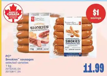 Wholesale Club PC SMOKIES SAUSAGES, 1 KG offer