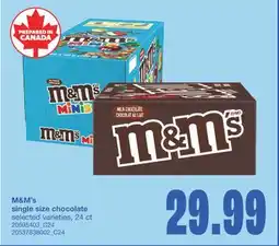 Wholesale Club M&M'S SINGLE SIZE CHOCOLATE, 24 ct offer