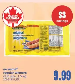 Wholesale Club REGULAR WIENERS, 1.5 kg offer