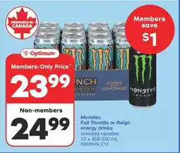 Wholesale Club MONSTER, FULL THROTTLE OR REIGN ENERGY DRINKS, 12 x 458-550 mL offer