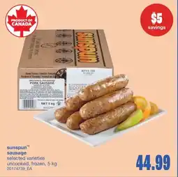 Wholesale Club SUNSPUN SAUSAGE, 5 kg offer