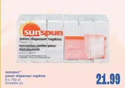 Wholesale Club SUNSPUN JUNIOR DISPENSER NAPKINS, 6 x 750 ct offer