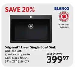 Home Hardware Silgranit Liven Single Bowl Sink offer