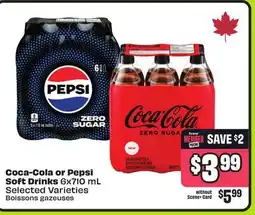 FreshCo Coca-Cola Or Pepsi Soft Drinks 6 x 710 ml Selected Varieties offer