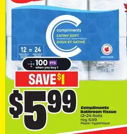 FreshCo Compliments Bathroom Tissue 12=24 Rolls offer