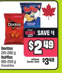 FreshCo Doritos 210-280 g Ruffles 180-200 g offer