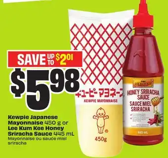 FreshCo Kewpie Japanese Mayonnaise 450 g or Lee Kum Kee Honey Sriracha Sauce 445 mL offer