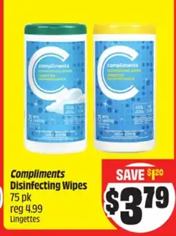 FreshCo Compliments Disinfecting Wipes 75 pk offer