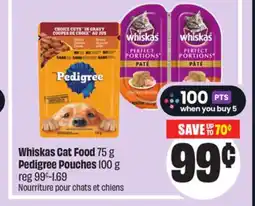 FreshCo Whiskas Cat Food 75 g Pedigree Pouches 100 g offer