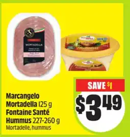 FreshCo Marcangelo Mortadella 125 g Fontaine Sante Hummus 227-260 g offer