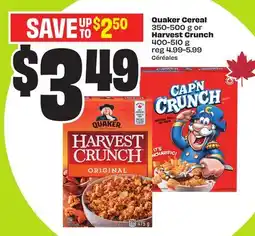 FreshCo Quaker Cereal 350-500 g or Harvest Crunch 400-510 g offer