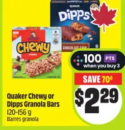 FreshCo Quaker Chewy or Dipps Granola Bars 120-156 g offer