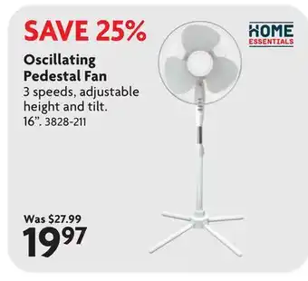 Home Hardware Home Essentials Oscillating Pedestal Fan offer
