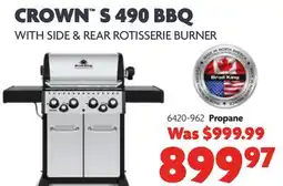 Home Hardware Crown S490 Propane BBQ - 4 Burner + Side Burner & Rear Rotisserie Burner offer