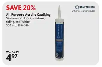 Home Hardware HOME BUILDER All Purpose Acrylic Caulking offer