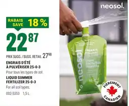 BMR ENGRAIS D'ÉTÉ À PULVÉRISER 25-0-3 offer