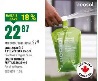 BMR ENGRAIS D'ÉTÉ À PULVÉRISER 25-0-3 offer