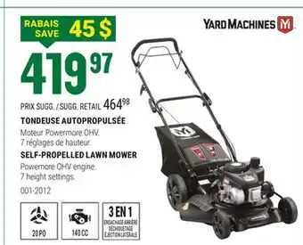 BMR TONDEUSE AUTOPROPULSÉE Yard Machines offer