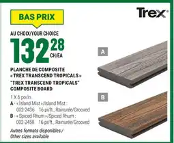 BMR Trex PLANCHE DE COMPOSITE  TREX TRANSCEND TROPICALS  offer