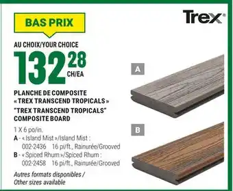 BMR Trex PLANCHE DE COMPOSITE  TREX TRANSCEND TROPICALS  offer