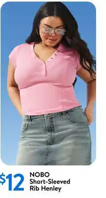 Walmart NOBO Short-Sleeved Rib Henley offer
